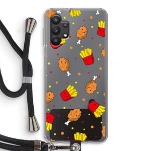 CaseCompany Chicken 'n Fries: Samsung Galaxy A32 5G Transparant Hoesje met koord