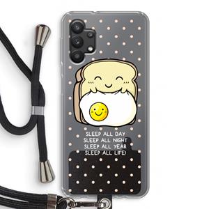CaseCompany Sleep All Day: Samsung Galaxy A32 5G Transparant Hoesje met koord