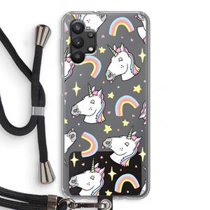 CaseCompany Rainbow Unicorn: Samsung Galaxy A32 5G Transparant Hoesje met koord
