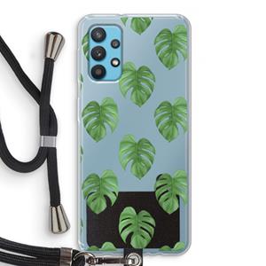 CaseCompany Monstera leaves: Samsung Galaxy A32 4G Transparant Hoesje met koord
