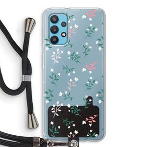 CaseCompany Small white flowers: Samsung Galaxy A32 4G Transparant Hoesje met koord