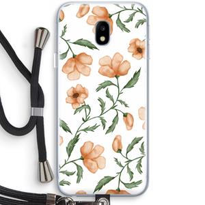 CaseCompany Peachy flowers: Samsung Galaxy J3 (2017) Transparant Hoesje met koord