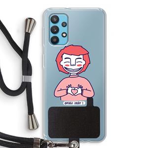 CaseCompany Hartje: Samsung Galaxy A32 4G Transparant Hoesje met koord