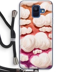 CaseCompany Katoen Wolken: Samsung Galaxy A6 (2018) Transparant Hoesje met koord