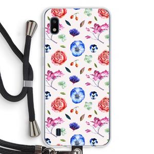 CaseCompany Bloemetjes: Samsung Galaxy A10 Transparant Hoesje met koord