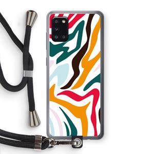CaseCompany Colored Zebra: Samsung Galaxy A31 Transparant Hoesje met koord