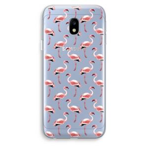 CaseCompany Flamingoprint groen: Samsung Galaxy J3 (2017) Transparant Hoesje