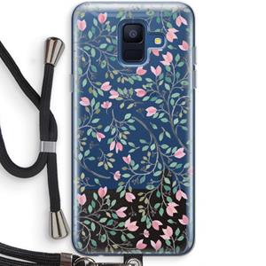 CaseCompany Sierlijke bloemen: Samsung Galaxy A6 (2018) Transparant Hoesje met koord