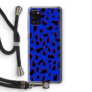 CaseCompany Blue Leopard: Samsung Galaxy A31 Transparant Hoesje met koord