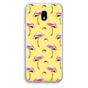 CaseCompany Flamingo's geel: Samsung Galaxy J3 (2017) Transparant Hoesje