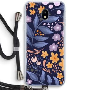 CaseCompany Flowers with blue leaves: Samsung Galaxy J3 (2017) Transparant Hoesje met koord