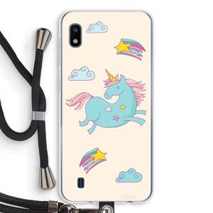CaseCompany Vliegende eenhoorn: Samsung Galaxy A10 Transparant Hoesje met koord