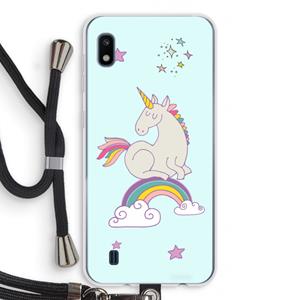 CaseCompany Regenboog eenhoorn: Samsung Galaxy A10 Transparant Hoesje met koord