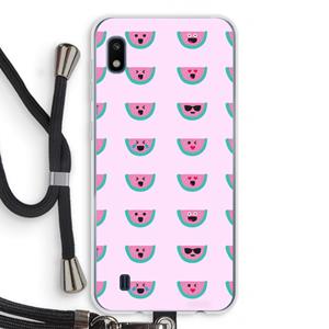 CaseCompany Smiley watermeloenprint: Samsung Galaxy A10 Transparant Hoesje met koord