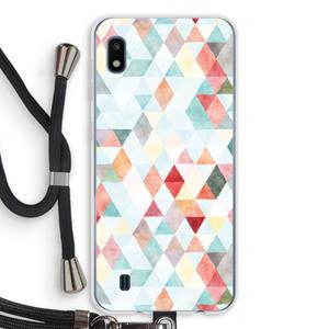CaseCompany Gekleurde driehoekjes pastel: Samsung Galaxy A10 Transparant Hoesje met koord