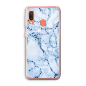 CaseCompany Blauw marmer: Samsung Galaxy A20e Transparant Hoesje