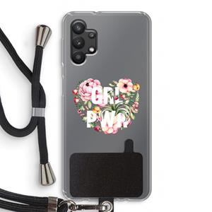 CaseCompany GRL PWR Flower: Samsung Galaxy A32 5G Transparant Hoesje met koord