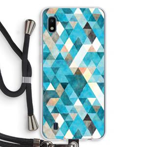 CaseCompany Gekleurde driehoekjes blauw: Samsung Galaxy A10 Transparant Hoesje met koord