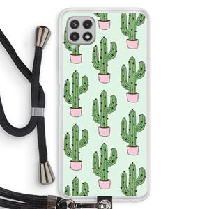 CaseCompany Cactus Lover: Samsung Galaxy A22 4G Transparant Hoesje met koord