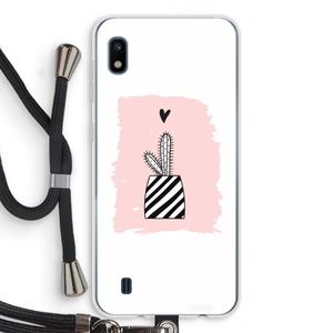 CaseCompany Zwart-wit cactus: Samsung Galaxy A10 Transparant Hoesje met koord