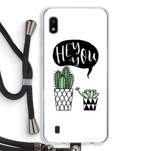 CaseCompany Hey you cactus: Samsung Galaxy A10 Transparant Hoesje met koord