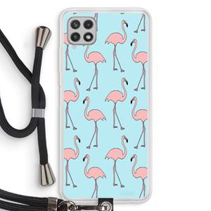 CaseCompany Anything Flamingoes: Samsung Galaxy A22 4G Transparant Hoesje met koord