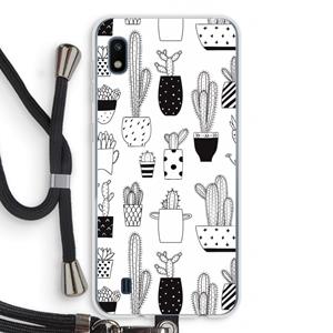 CaseCompany Cactusmotief: Samsung Galaxy A10 Transparant Hoesje met koord
