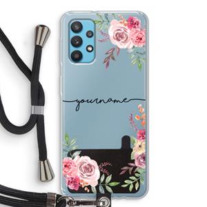 CaseCompany Rozen: Samsung Galaxy A32 4G Transparant Hoesje met koord