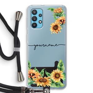 CaseCompany Zonnebloemen: Samsung Galaxy A32 4G Transparant Hoesje met koord