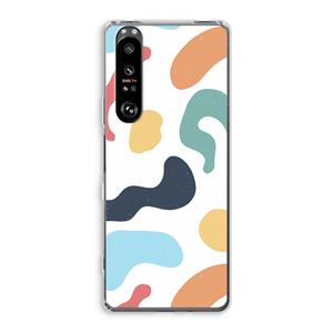 CaseCompany Memphis Shapes Blue: Sony Xperia 1 III Transparant Hoesje
