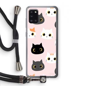 CaseCompany Katten: Samsung Galaxy A31 Transparant Hoesje met koord