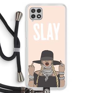 CaseCompany Slay All Day: Samsung Galaxy A22 4G Transparant Hoesje met koord