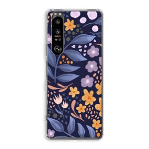 CaseCompany Flowers with blue leaves: Sony Xperia 1 III Transparant Hoesje