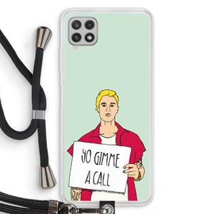 CaseCompany Gimme a call: Samsung Galaxy A22 4G Transparant Hoesje met koord