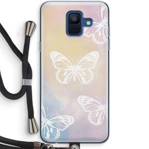 CaseCompany White butterfly: Samsung Galaxy A6 (2018) Transparant Hoesje met koord