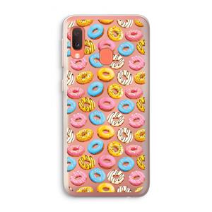 CaseCompany Pink donuts: Samsung Galaxy A20e Transparant Hoesje