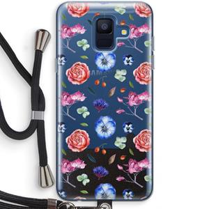 CaseCompany Bloemetjes: Samsung Galaxy A6 (2018) Transparant Hoesje met koord