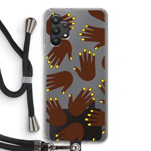 CaseCompany Hands dark: Samsung Galaxy A32 5G Transparant Hoesje met koord