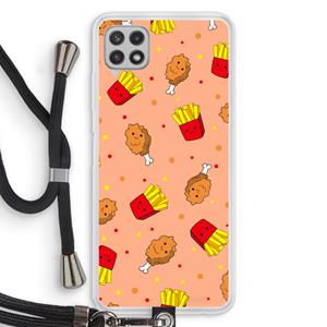 CaseCompany Chicken 'n Fries: Samsung Galaxy A22 4G Transparant Hoesje met koord