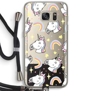 CaseCompany Rainbow Unicorn: Samsung Galaxy S7 Transparant Hoesje met koord