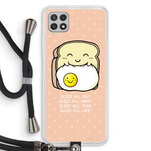 CaseCompany Sleep All Day: Samsung Galaxy A22 4G Transparant Hoesje met koord
