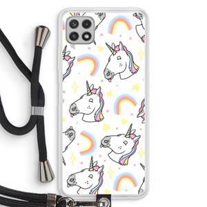CaseCompany Rainbow Unicorn: Samsung Galaxy A22 4G Transparant Hoesje met koord