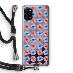 CaseCompany Klaproosjes: Samsung Galaxy A31 Transparant Hoesje met koord