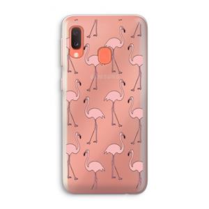 CaseCompany Anything Flamingoes: Samsung Galaxy A20e Transparant Hoesje