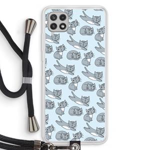 CaseCompany Poezen: Samsung Galaxy A22 4G Transparant Hoesje met koord