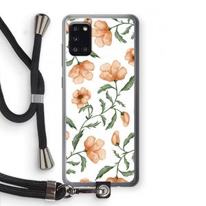 CaseCompany Peachy flowers: Samsung Galaxy A31 Transparant Hoesje met koord