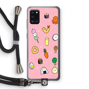 CaseCompany Happy bento friends: Samsung Galaxy A31 Transparant Hoesje met koord