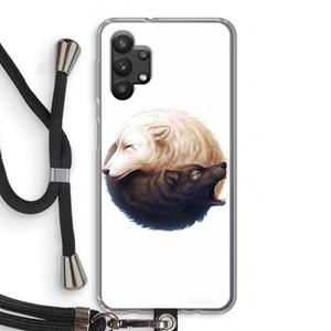 CaseCompany Yin Yang Wolves: Samsung Galaxy A32 5G Transparant Hoesje met koord