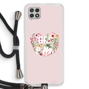 CaseCompany GRL PWR Flower: Samsung Galaxy A22 4G Transparant Hoesje met koord