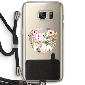 CaseCompany GRL PWR Flower: Samsung Galaxy S7 Transparant Hoesje met koord
